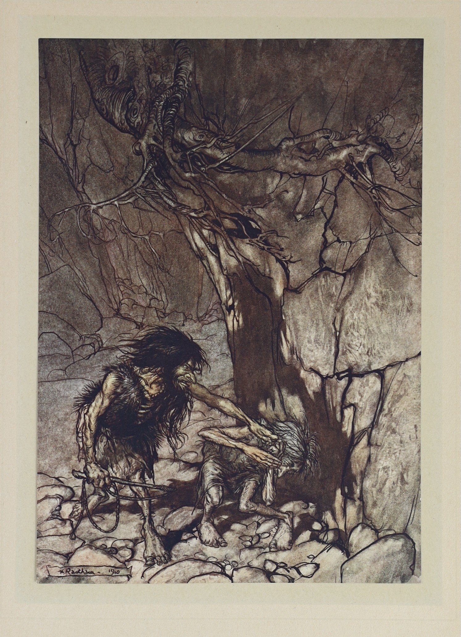 Wagner, Richard - The Ring of the Niblung ..., 2 vols., comprising The Rhinegold and the Valkyrie, and Siegfried and the Twilight of the Gods. pictorial titles, 64 coloured plates (mounted with captioned guards)